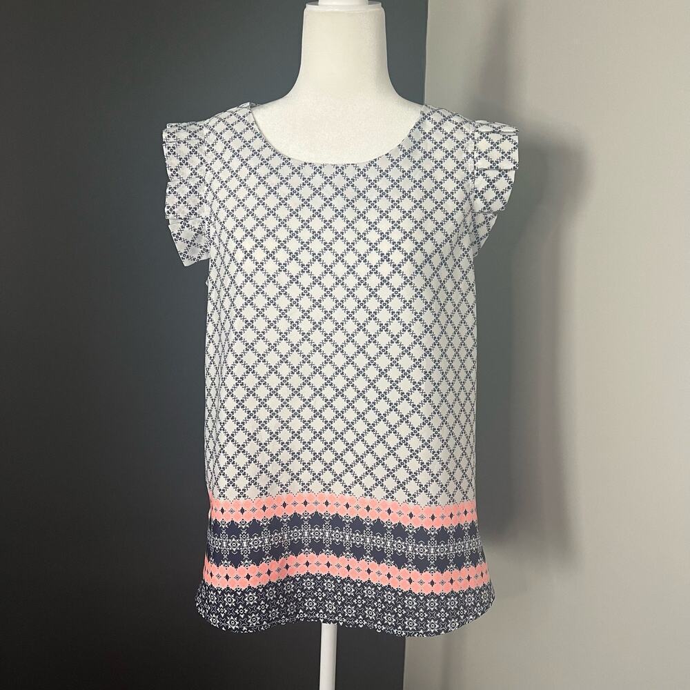 Alice Blue Woman’s Blue Pink‎ Pleated Ruffle Sleeve Blouse- Size L